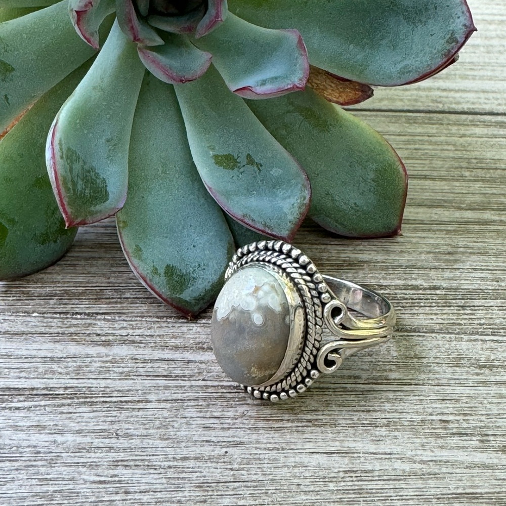 Agate Sterling silver Ring size 8